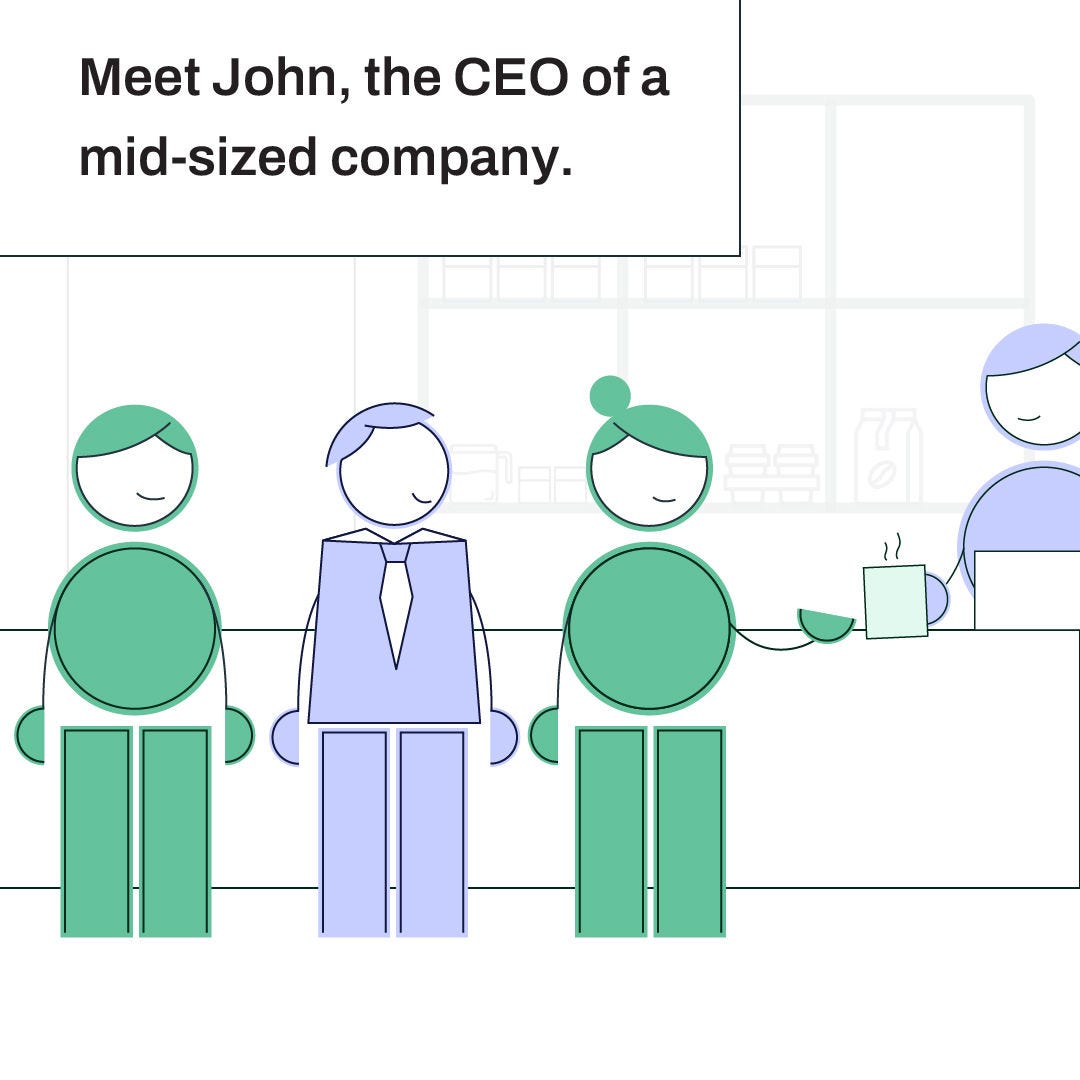 John is the CEO of a mid-sized company