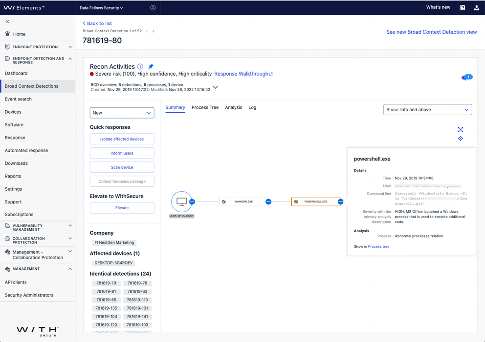 Quick Start Elements Endpoint Detection and Response WithSecure™