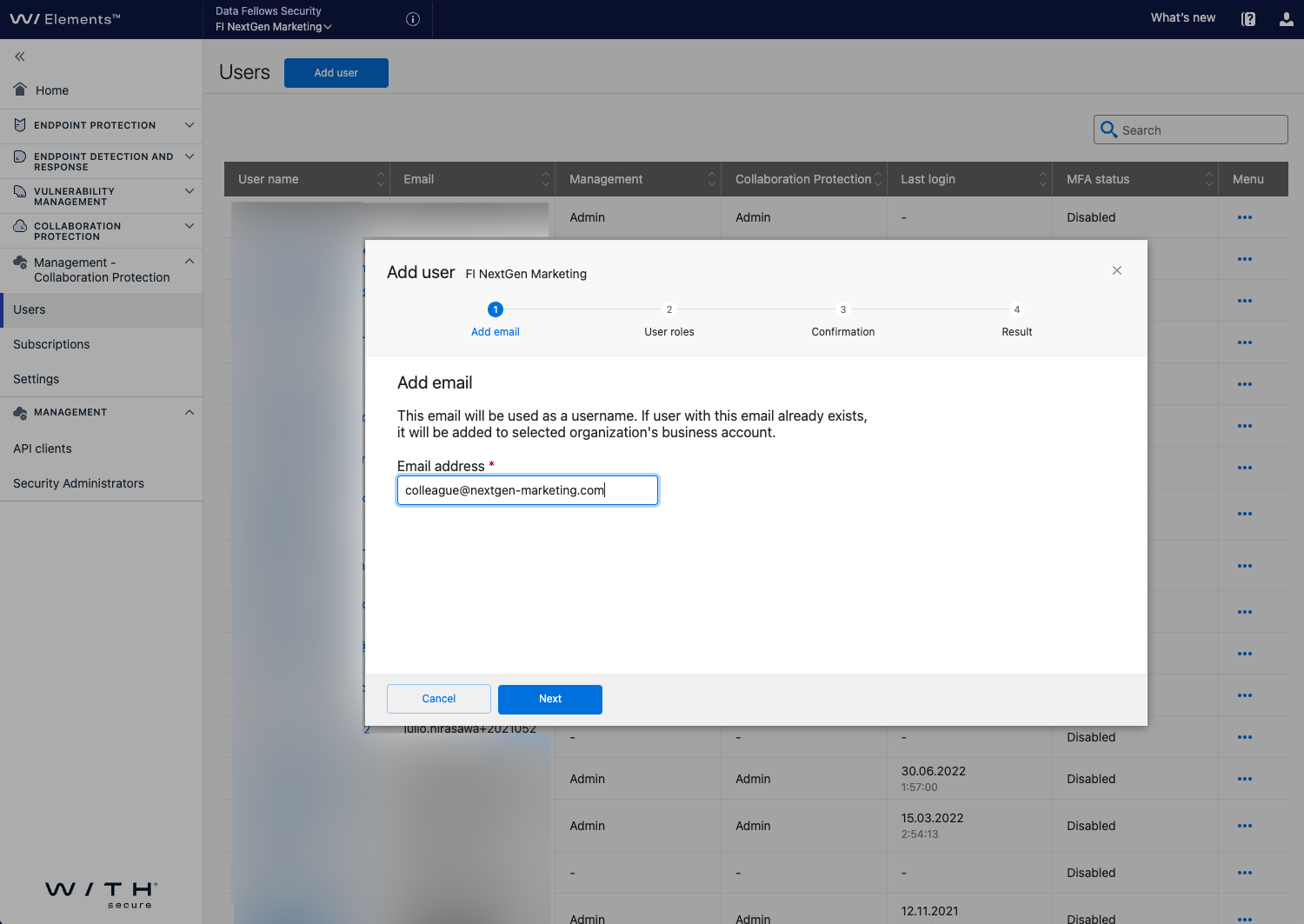 Collaboration protection add new admin