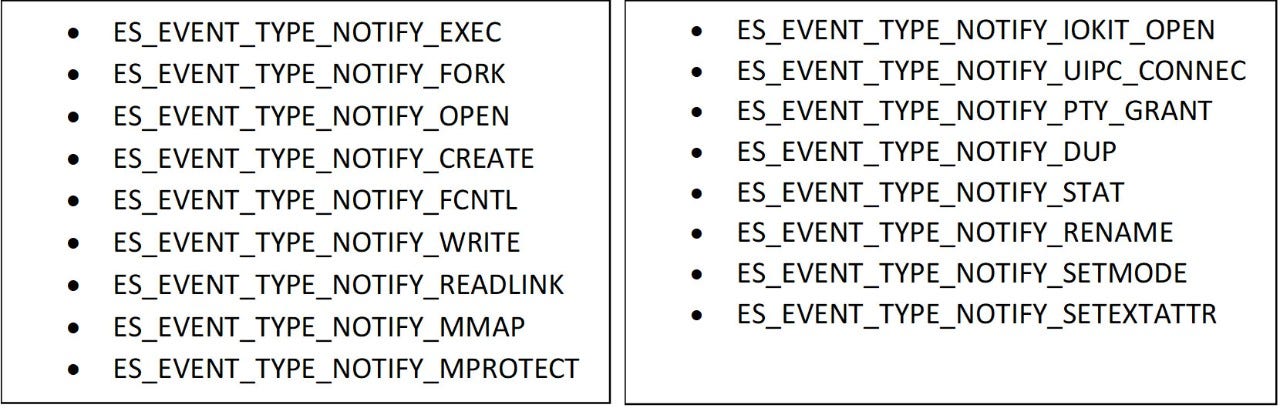 Valued event types for detection in ESF